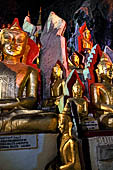 Inle Lake Myanmar. Pindaya, the famous Shwe Oo Min pagoda, a natural cave filled with thousands of gilded Buddha statues. 